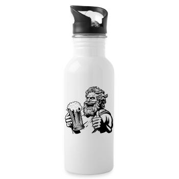 Zeus mit Bier - Trinkflasche mit integriertem Trinkhalm - Weiß - Rechts