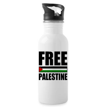Free palestine - Trinkflasche mit integriertem Trinkhalm - Weiß - Rechts