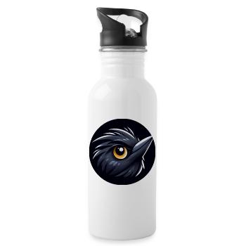 Comic Amsel Vogel - Trinkflasche mit integriertem Trinkhalm - Weiß - Rechts