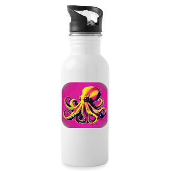 Octopus in 80s style in pink - Water bottle with straw - white - Right