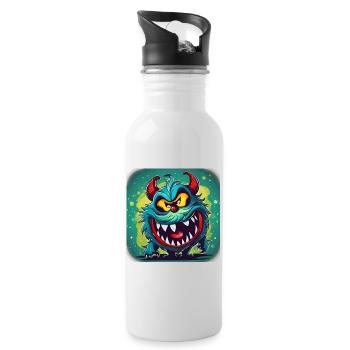 Cute little monster - Water bottle with straw - white - Right