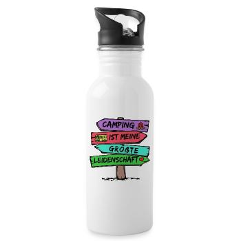 Campingplatz Camping Wanderer Wohnmobil Statement - Trinkflasche mit integriertem Trinkhalm - Weiß - Rechts