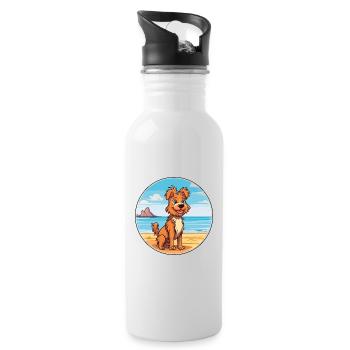 Drentse Patrijshond Race de chien Cartoon Kawaii Chien - Gourde avec paille intégrée - blanc - Droite