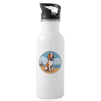 Dutch Smoushond Dog Breed Cartoon Kawaii Clipart - Water bottle with straw - white - Right