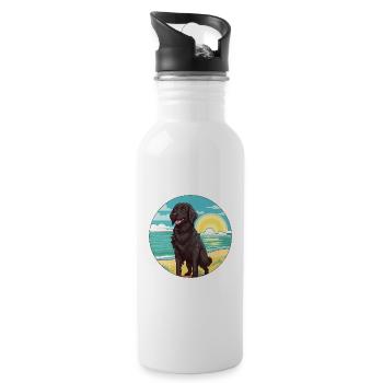 Plat Enduit Retriever Chien Race Cartoon Kawaii Chien - Gourde avec paille intégrée - blanc - Droite