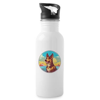 Garafian Shepherd Dog Breed Cartoon Kawaii Clipart - Water bottle with straw - white - Right