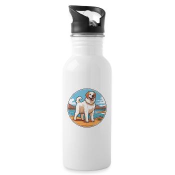 Berger géorgien chien race Cartoon Kawaii Clipart - Gourde avec paille intégrée - blanc - Droite
