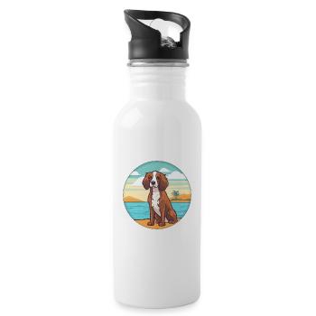 German Spaniel Dog Breed Cartoon Kawaii Clipart - Water bottle with straw - white - Right