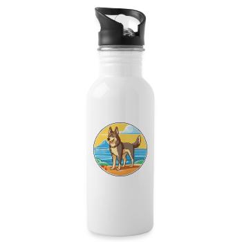 Tschechoslowakischer Wolfshund Hunderasse Karikatur Kawaii Hund - Trinkflasche mit integriertem Trinkhalm - Weiß - Rechts