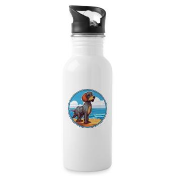 Griffon Bleu De Gascogne Dog Breed Cartoon Kawaii - Water bottle with straw - white - Right