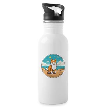 Isländischer Schäferhund Hund Rasse Cartoon Kawaii Hund - Trinkflasche mit integriertem Trinkhalm - Weiß - Rechts