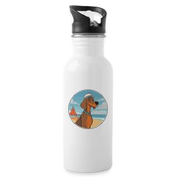 Hannover Hund Rasse Cartoon Kawaii Clipart Hund - Trinkflasche mit integriertem Trinkhalm - Weiß - Rechts