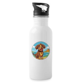 Kai Ken chien race dessin animé Kawaii Clipart chien animal de compagnie - Gourde avec paille intégrée - blanc - Droite