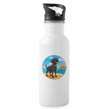 Labrador Retriever Hund Rasse Cartoon Kawaii Hund - Trinkflasche mit integriertem Trinkhalm - Weiß - Rechts