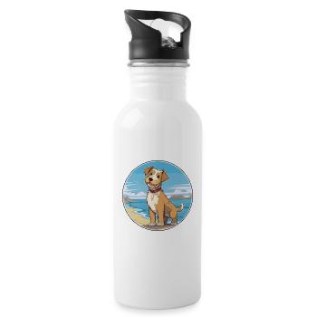 Lucas Terrier chien race dessin animé Kawaii Clipart chien - Gourde avec paille intégrée - blanc - Droite