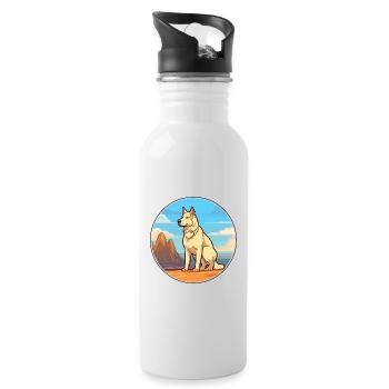 Karst Schäferhund Rasse Cartoon Kawaii Clipart - Trinkflasche mit integriertem Trinkhalm - Weiß - Rechts