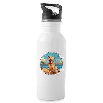 Labrador Hund Rasse Cartoon Kawaii Clipart Hund Haustier - Trinkflasche mit integriertem Trinkhalm - Weiß - Rechts
