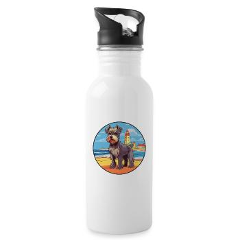 Mittelschnauze Hund Rasse Cartoon Kawaii Clipart - Trinkflasche mit integriertem Trinkhalm - Weiß - Rechts