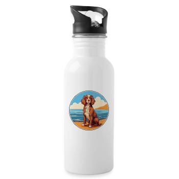 Norfolk Spaniel Dog Breed Cartoon Kawaii Clipart - Water bottle with straw - white - Right