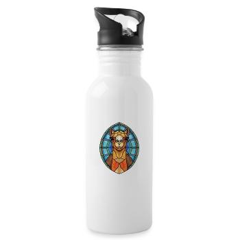 Camel Colorful Watercolor Animal Pet Illustration - Water bottle with straw - white - Right