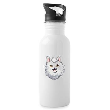 Laperm Katze Karikatur Aquarell Illustration - Trinkflasche mit integriertem Trinkhalm - Weiß - Rechts