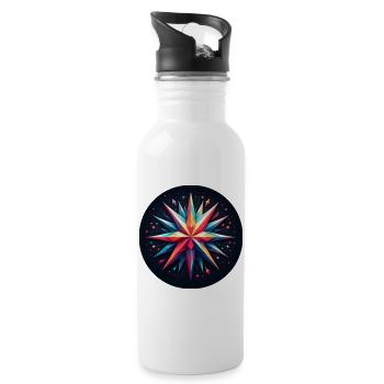 Polygon Stern bunt - Trinkflasche mit integriertem Trinkhalm - Weiß - Rechts
