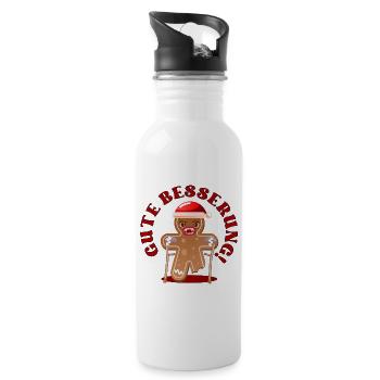 WEIHNACHTEN LEBKUCHEN GUTE BESSERUNG - Trinkflasche mit integriertem Trinkhalm - Weiß - Rechts