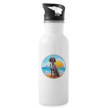 Portuguese Pointer Dog Breed Cartoon Kawaii Dog - Water bottle with straw - white - Right