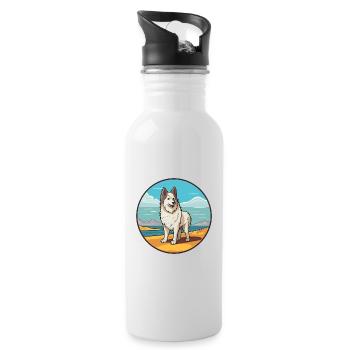 Sibérie occidentale Laika chien race dessin animé Kawaii chien - Gourde avec paille intégrée - blanc - Droite