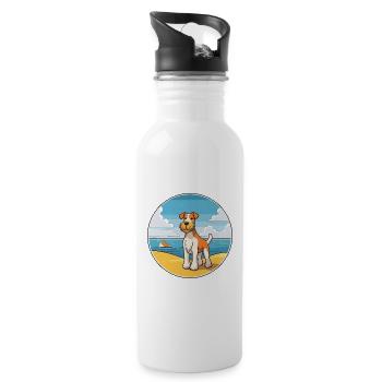 draht foxterrier hunderasse cartoon kawaii clipart - Trinkflasche mit integriertem Trinkhalm - Weiß - Rechts