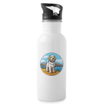 Chien de berger des Pyrénées chien race Cartoon Kawaii Clipart - Gourde avec paille intégrée - blanc - Droite