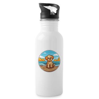 Russisches Spielzeug Hund Rasse Cartoon Kawaii Clipart Hund - Trinkflasche mit integriertem Trinkhalm - Weiß - Rechts