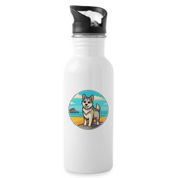 Suédois Vallhund chien race Cartoon Kawaii Clipart - Gourde avec paille intégrée - blanc - Droite