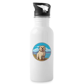 Tahltan Bear Dog Breed Cartoon Kawaii Clipart Dog - Water bottle with straw - white - Right