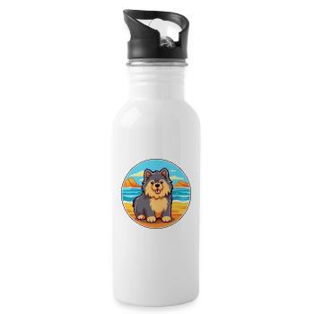 schwedisch lapphund hunderasse cartoon kawaii clipart - Trinkflasche mit integriertem Trinkhalm - Weiß - Rechts