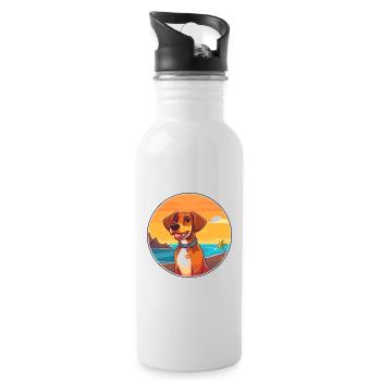 Sapsali Dog Breed Cartoon Kawaii Clipart Dog Pet - Water bottle with straw - white - Right