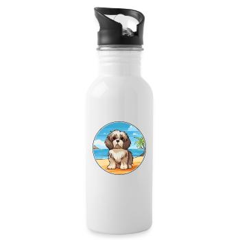 Shih Tzu Race De Chien Cartoon Kawaii Clipart Chien Pet - Gourde avec paille intégrée - blanc - Droite