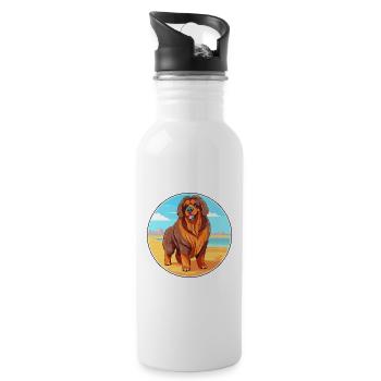Tibetischer Mastiff Hund Rasse Cartoon Kawaii Clipart - Trinkflasche mit integriertem Trinkhalm - Weiß - Rechts