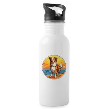 Scotch Collie chien race Cartoon Kawaii Clipart chien - Gourde avec paille intégrée - blanc - Droite