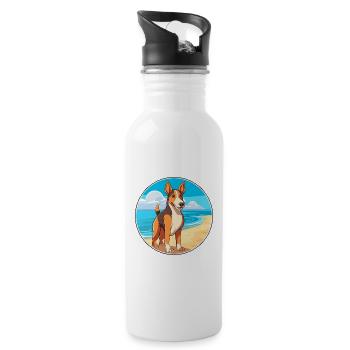 Glatter Collie Hund Rasse Cartoon Kawaii Clipart Hund - Trinkflasche mit integriertem Trinkhalm - Weiß - Rechts