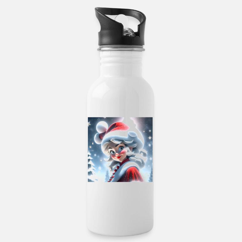 Merry Christmas #1 - Water bottle with straw - white