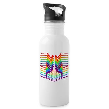 SKIFAHREN WINTERSPORT - REGENBOGEN LGBTQ - Trinkflasche mit integriertem Trinkhalm - Weiß - Rechts