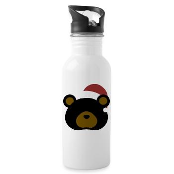 Black bear- Christmas edition - Water bottle with straw - white - Right