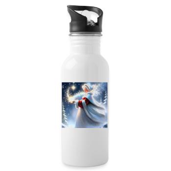 Frohe Weihnachten #3 - Trinkflasche mit integriertem Trinkhalm - Weiß - Rechts