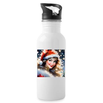 Merry Christmas #6 - Water bottle with straw - white - Right