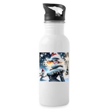 Frohe Weihnachten #7 - Trinkflasche mit integriertem Trinkhalm - Weiß - Rechts