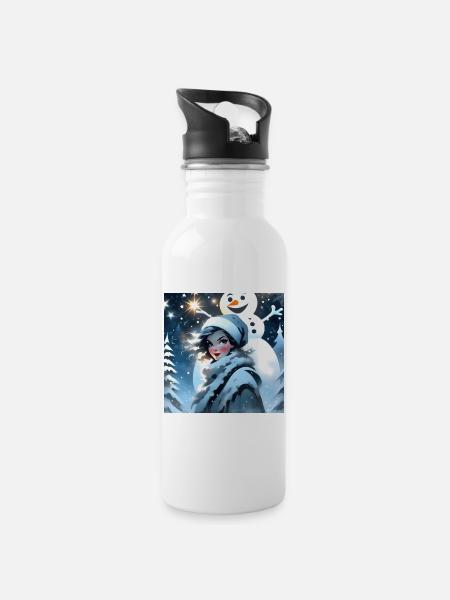 Merry Christmas #10 - Water bottle with straw - white