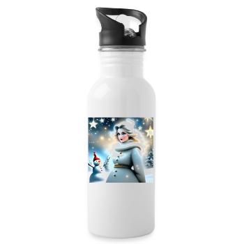Frohe Weihnachten #12 - Trinkflasche mit integriertem Trinkhalm - Weiß - Rechts