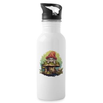 Créature champignon coquine sur un t-shirt fantasme forêt de champignons - Gourde avec paille intégrée - blanc - Droite