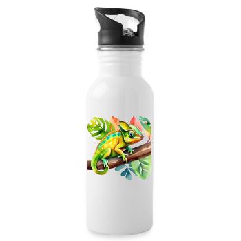 Doux caméléon - Gourde avec paille intégrée - blanc - Droite